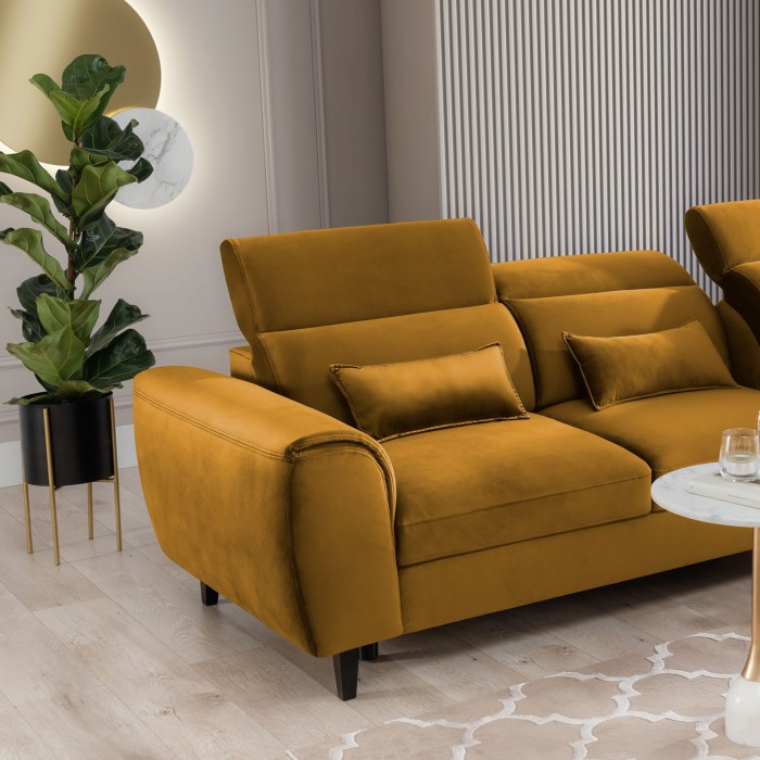 Canapé d'angle convertible jaune angle droit 4 places FABLE 