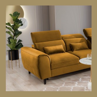 Canapé d'angle convertible jaune angle droit 4 places FABLE 