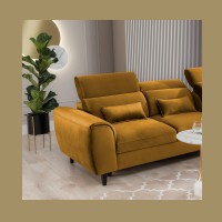 Canapé d'angle convertible jaune angle droit 4 places FABLE 
