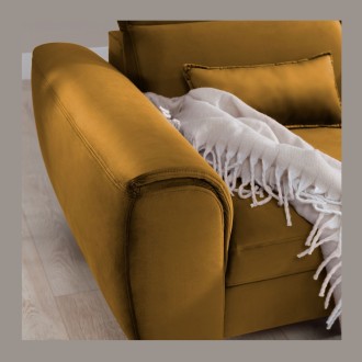 Canapé d'angle convertible jaune angle droit 4 places FABLE 