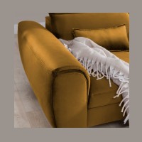 Canapé d'angle convertible jaune angle droit 4 places FABLE 