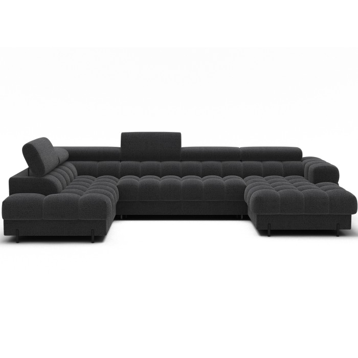 Canapé panoramique convertible Gris foncé angle gauche FERARIA 358x93x202cm 