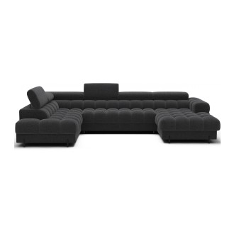 Canapé panoramique convertible Gris foncé angle gauche FERARIA 358x93x202cm 