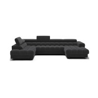 Canapé panoramique convertible Gris foncé angle gauche FERARIA 358x93x202cm 
