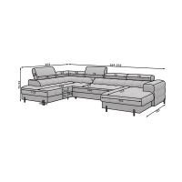 Canapé panoramique convertible Gris foncé angle gauche FERARIA 358x93x202cm 