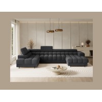 Canapé panoramique convertible Gris foncé angle gauche FERARIA 358x93x202cm 