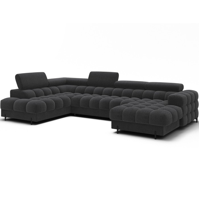 Canapé panoramique convertible Gris foncé angle gauche FERARIA 358x93x202cm 