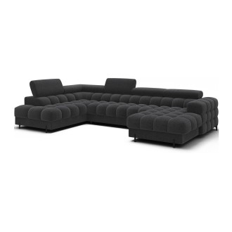 Canapé panoramique convertible Gris foncé angle gauche FERARIA 358x93x202cm 