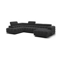 Canapé panoramique convertible Gris foncé angle gauche FERARIA 358x93x202cm 