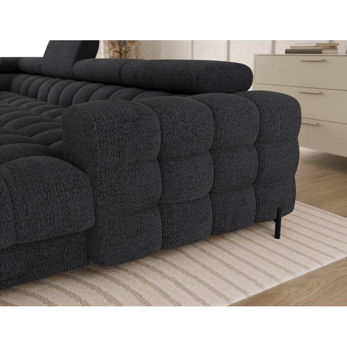 Canapé panoramique convertible Gris foncé angle gauche FERARIA 358x93x202cm 