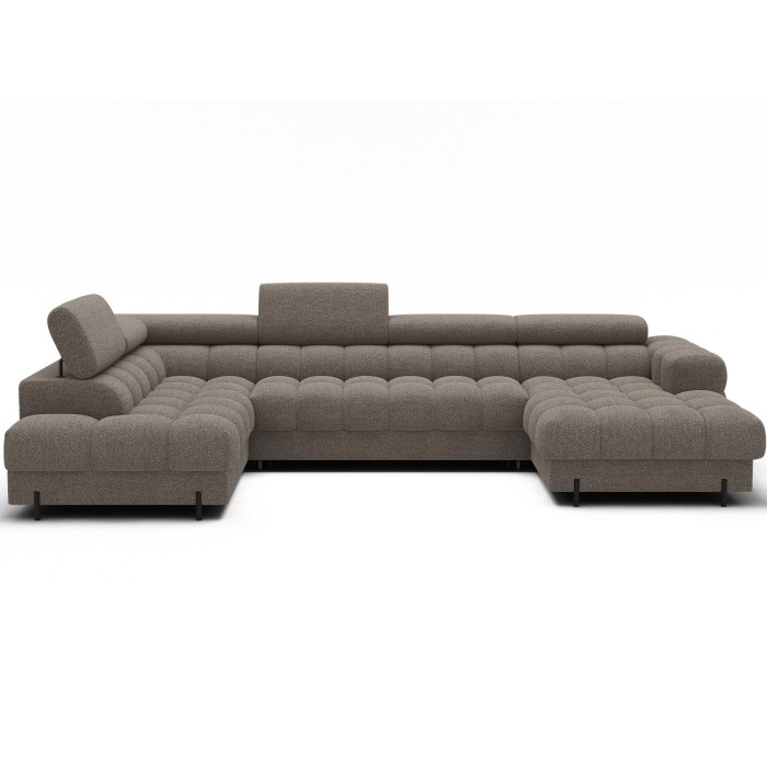 Canapé panoramique convertible Beige foncé angle gauche FERARIA 358x93x202cm 