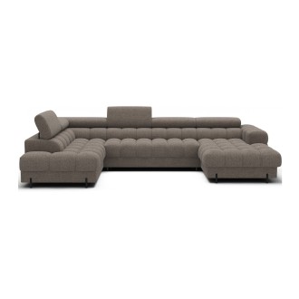 Canapé panoramique convertible Beige foncé angle gauche FERARIA 358x93x202cm 