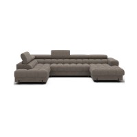 Canapé panoramique convertible Beige foncé angle gauche FERARIA 358x93x202cm 