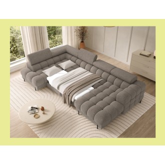 Canapé panoramique convertible Beige foncé angle gauche FERARIA 358x93x202cm 