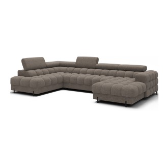 Canapé panoramique convertible Beige foncé angle gauche FERARIA 358x93x202cm 