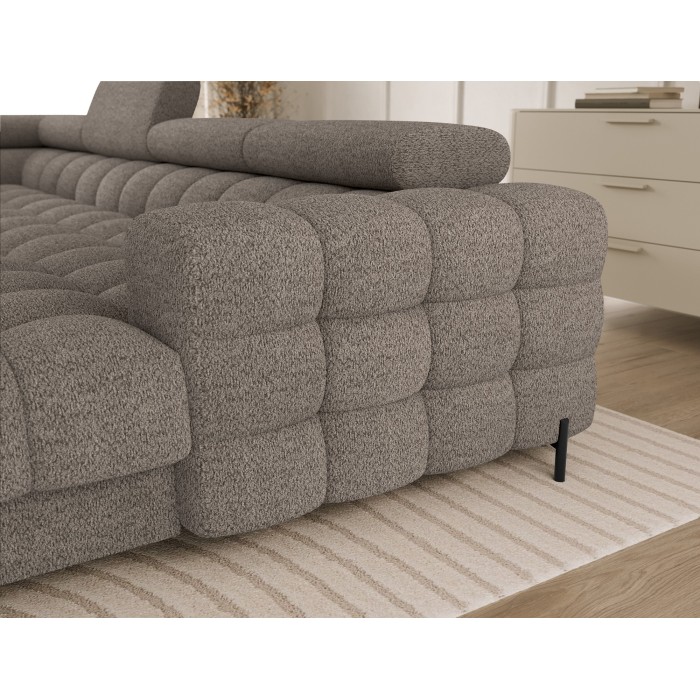 Canapé panoramique convertible Beige foncé angle gauche FERARIA 358x93x202cm 