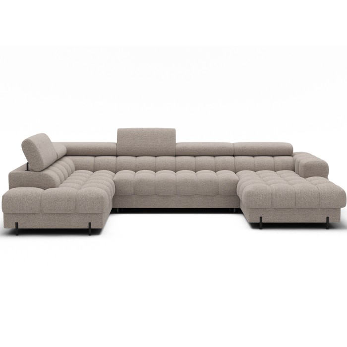 Canapé panoramique convertible Beige clair angle gauche FERARIA 358x93x202cm 
