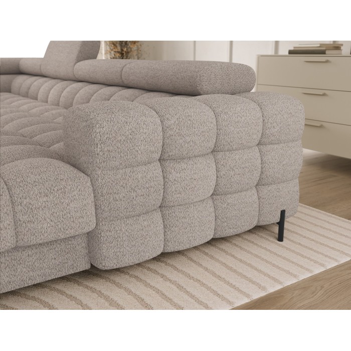 Canapé panoramique convertible Beige clair angle gauche FERARIA 358x93x202cm 