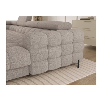 Canapé panoramique convertible Beige clair angle gauche FERARIA 358x93x202cm 