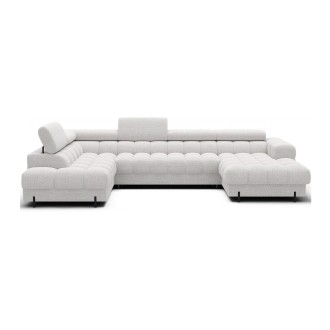 Canapé panoramique convertible Blanc angle gauche FERARIA 358x93x202cm 
