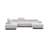 Canapé panoramique convertible Blanc angle gauche FERARIA 358x93x202cm 