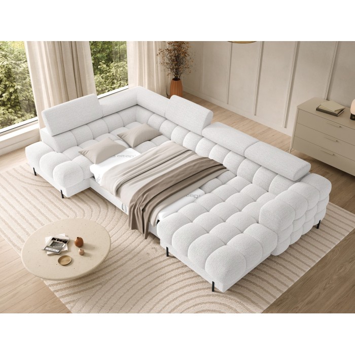 Canapé panoramique convertible Blanc angle gauche FERARIA 358x93x202cm 