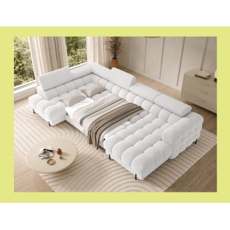 Canapé panoramique convertible Blanc angle gauche FERARIA 358x93x202cm 
