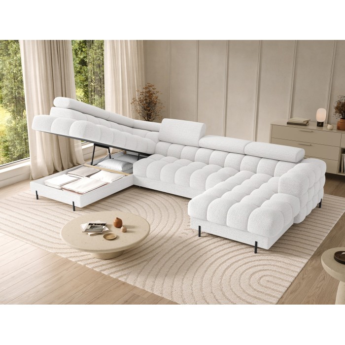 Canapé panoramique convertible Blanc angle gauche FERARIA 358x93x202cm 