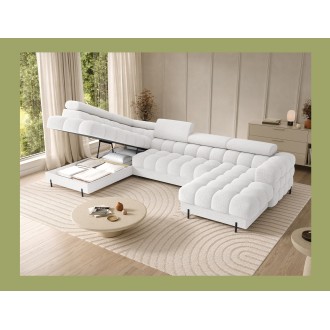 Canapé panoramique convertible Blanc angle gauche FERARIA 358x93x202cm 