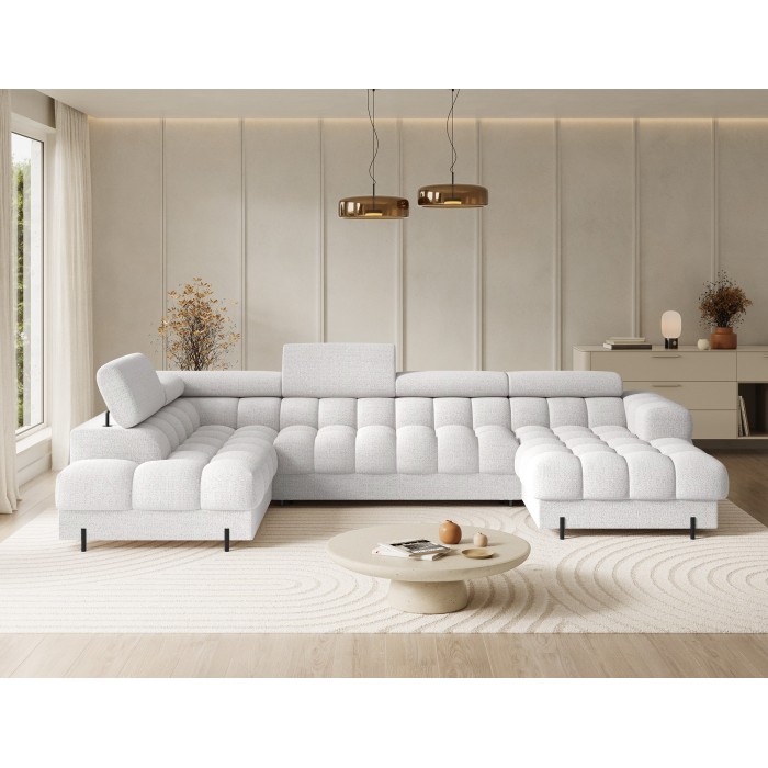Canapé panoramique convertible Blanc angle gauche FERARIA 358x93x202cm 
