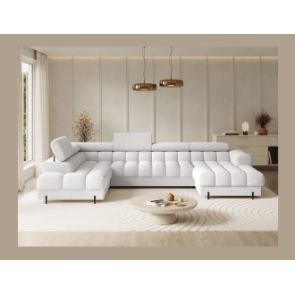 Canapé panoramique convertible Blanc angle gauche FERARIA 358x93x202cm 