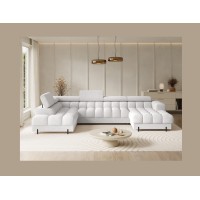 Canapé panoramique convertible Blanc angle gauche FERARIA 358x93x202cm 