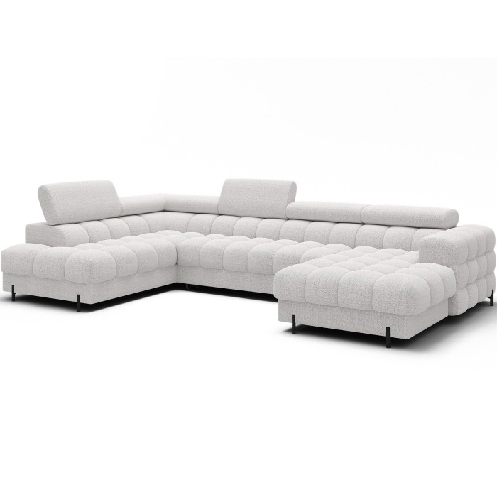 Canapé panoramique convertible Blanc angle gauche FERARIA 358x93x202cm 