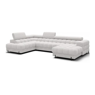 Canapé panoramique convertible Blanc angle gauche FERARIA 358x93x202cm 