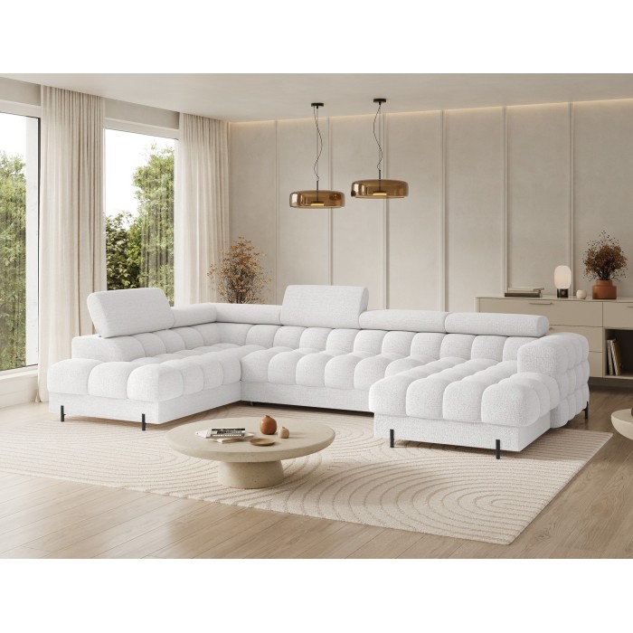 Canapé panoramique convertible Blanc angle gauche FERARIA 358x93x202cm 