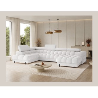 Canapé panoramique convertible Blanc angle gauche FERARIA 358x93x202cm 