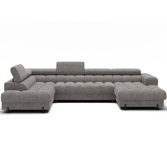 Canapé panoramique convertible Gris chiné angle gauche FERARIA 358x93x202cm 