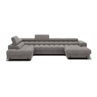 Canapé panoramique convertible Gris chiné angle gauche FERARIA 358x93x202cm 
