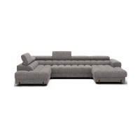 Canapé panoramique convertible Gris chiné angle gauche FERARIA 358x93x202cm 
