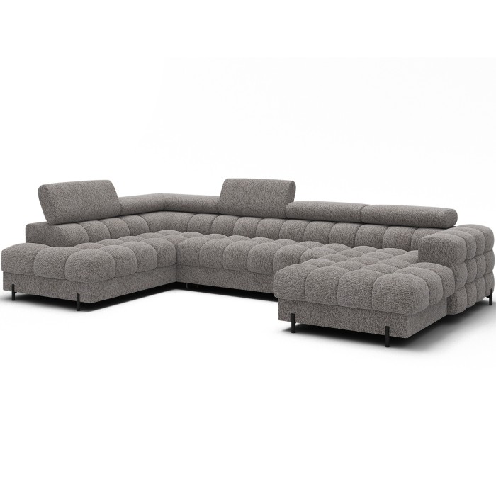 Canapé panoramique convertible Gris chiné angle gauche FERARIA 358x93x202cm 