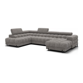 Canapé panoramique convertible Gris chiné angle gauche FERARIA 358x93x202cm 