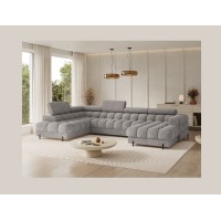 Canapé panoramique convertible Gris chiné angle gauche FERARIA 358x93x202cm 
