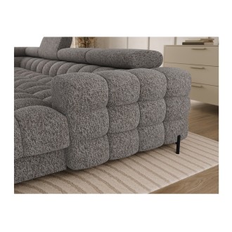 Canapé panoramique convertible Gris chiné angle gauche FERARIA 358x93x202cm 