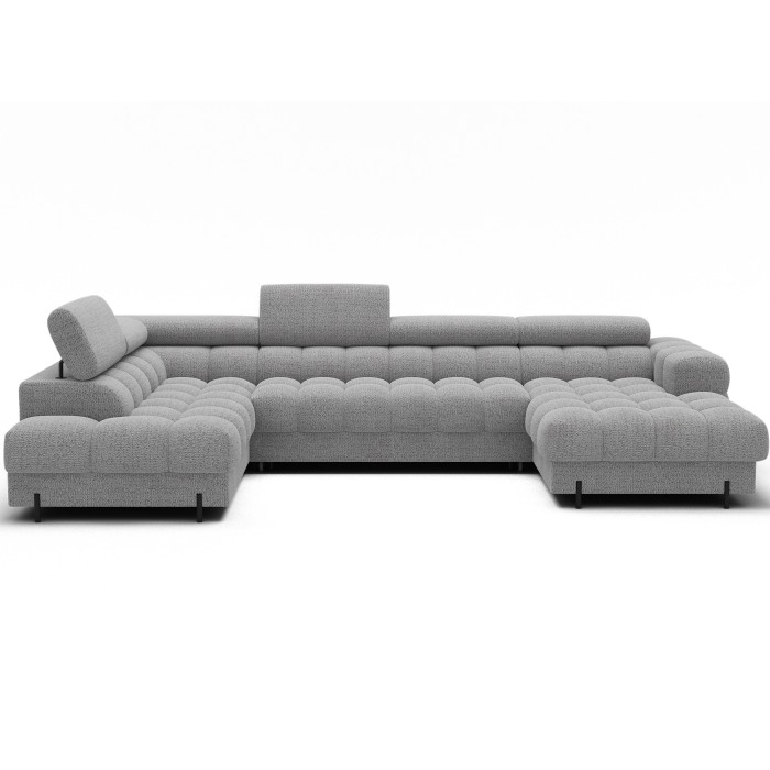 Canapé panoramique convertible Gris clair angle gauche FERARIA 358x93x202cm 