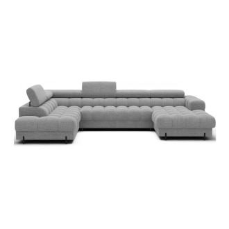 Canapé panoramique convertible Gris clair angle gauche FERARIA 358x93x202cm 
