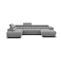 Canapé panoramique convertible Gris clair angle gauche FERARIA 358x93x202cm 