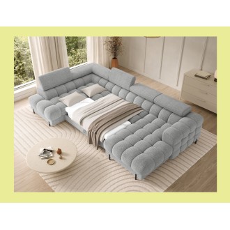 Canapé panoramique convertible Gris clair angle gauche FERARIA 358x93x202cm 
