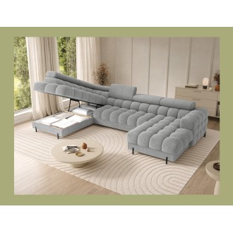 Canapé panoramique convertible Gris clair angle gauche FERARIA 358x93x202cm 