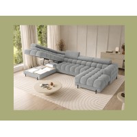 Canapé panoramique convertible Gris clair angle gauche FERARIA 358x93x202cm 