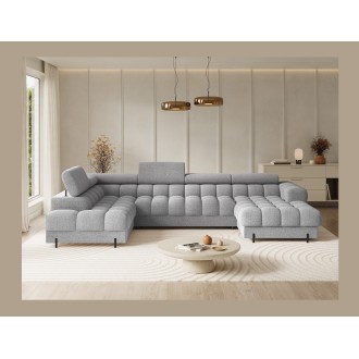 Canapé panoramique convertible Gris clair angle gauche FERARIA 358x93x202cm 